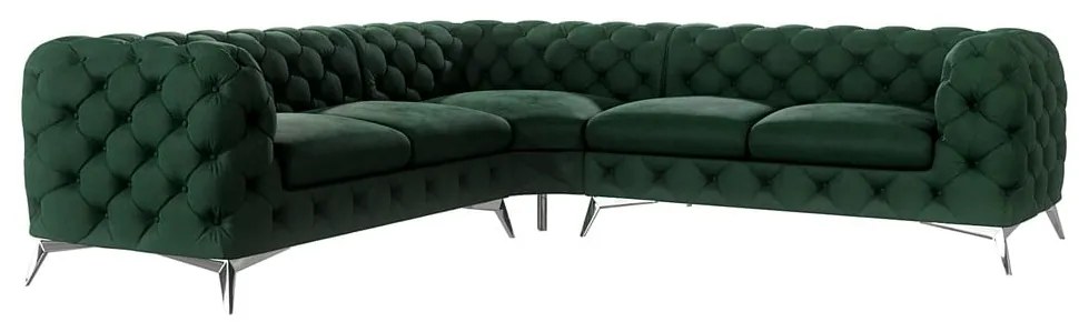 Тъмнозелен кадифен ъглов диван Chelsea – Ropez