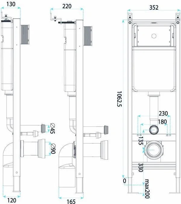 Комплект Структура за Вграждане за WC Slim 024N с Бутон HD Chrome