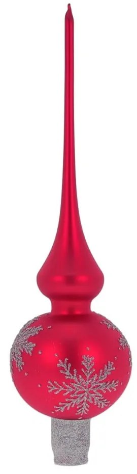 Червен стъклен накрайник за коледна елха - Ego Dekor