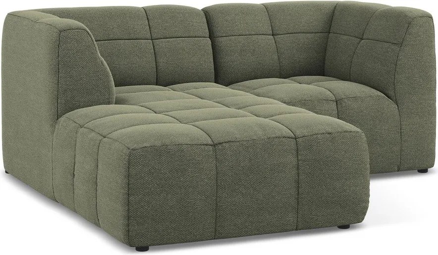 Зелен ъглов диван от прежда с примки от букле (ляв ъгъл) Aloha – Makamii