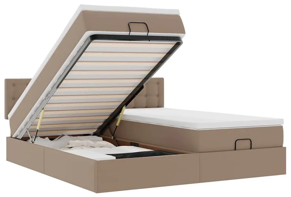 3311960 vidaXL Османска легло с матраци, капучино, 180x200 см, изкуствена кожа