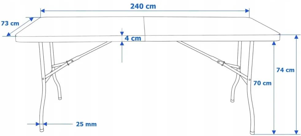 Сгъваема маса за кетъринг 240 см - черна