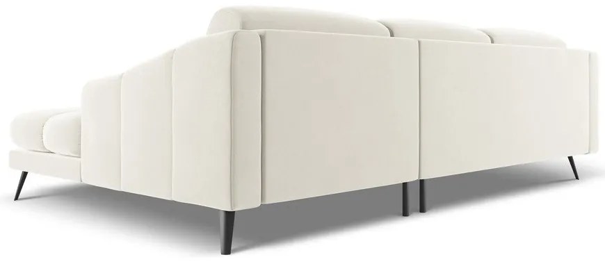 Кремав кадифен ъглов диван (десен ъгъл) Nalu – Makamii