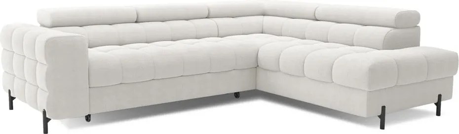 Кремав разтегателен ъглов диван с място за съхранение от букле (десен ъгъл L форма) Ferucce – ELTAP