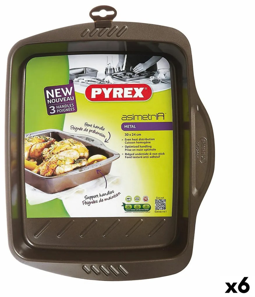 Ястие за печене Pyrex Asimetria Квадратен Метал 30 x 24 cm 6 броя