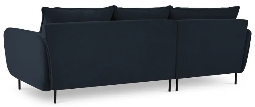 Тъмносин ъглов диван от кадифе (ляв ъгъл) Vienna - Cosmopolitan Design