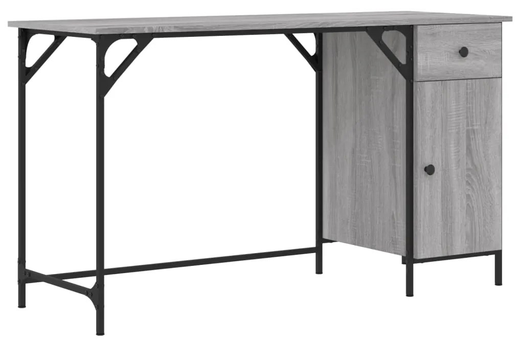 836221 vidaXL Компютърно бюро, сив сонома, 131x48x75 см, инженерно дърво
