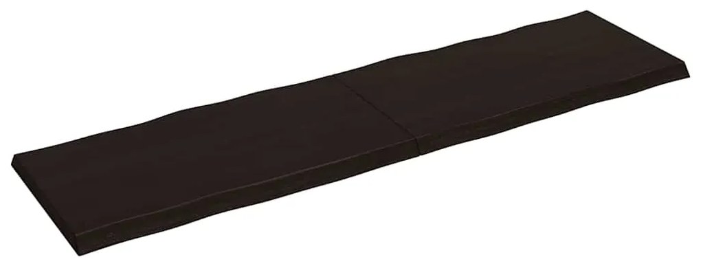 364057 vidaXL Плот за маса тъмнокафяв 220x60x(2-6) см обработен масивен дъб