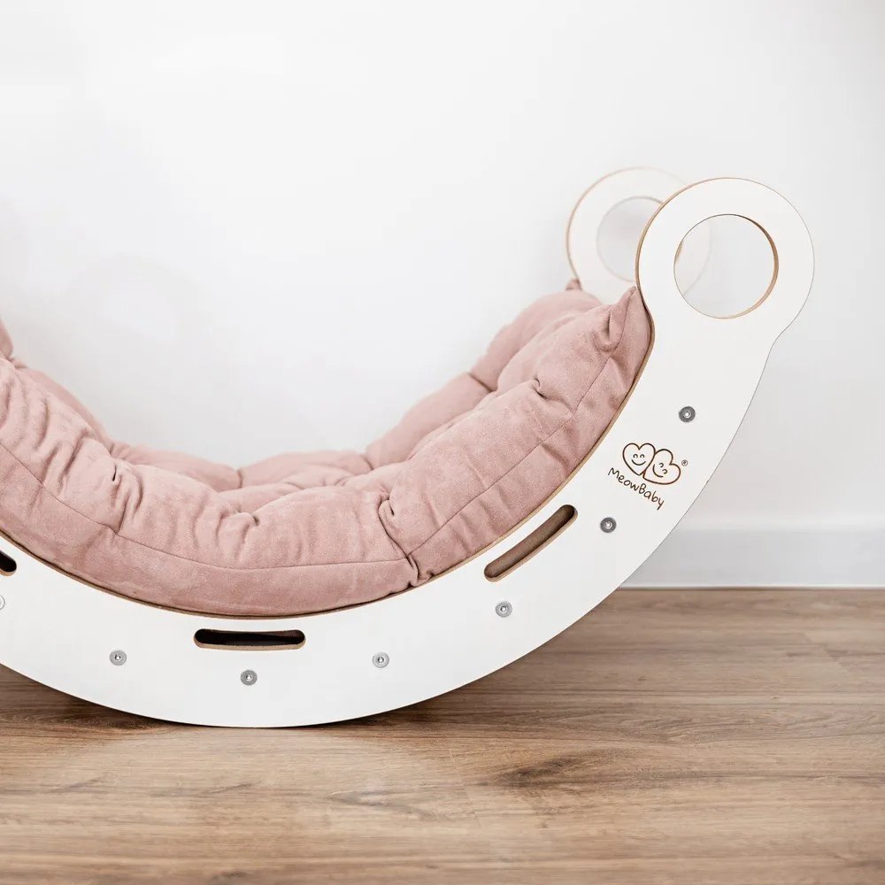 Бяла/розова люлка от масивен бор 39x75x38 cm Montessori – Meowbaby