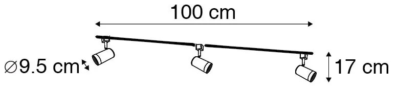 Модерна 1-фазова релсова система с 3 прожектора бяла - Jeana