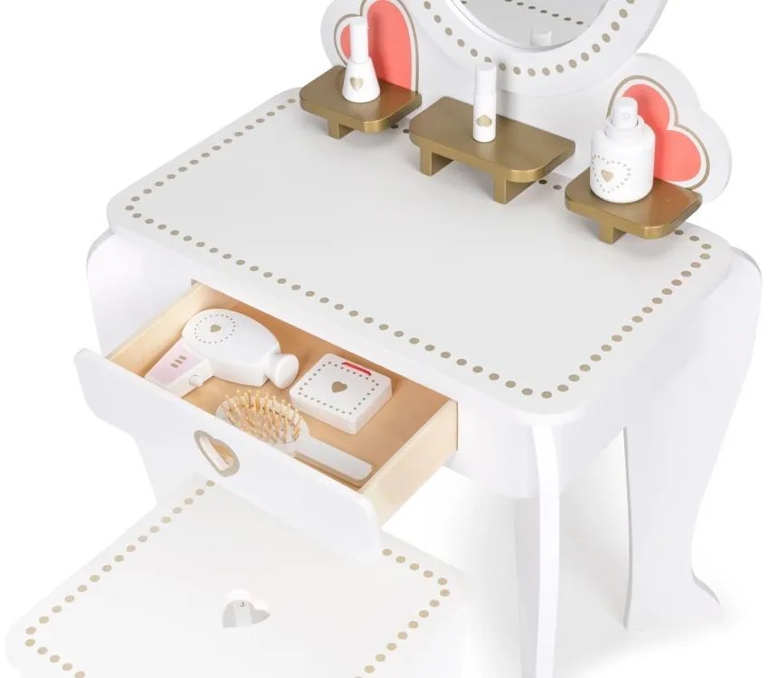 Голяма дървена детска тоалетка с огледало