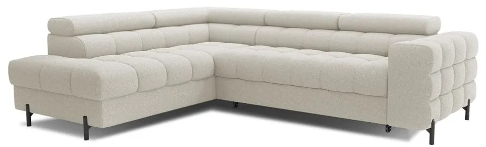 Кремав разтегателен ъглов диван с място за съхранение от букле (ляв ъгъл L форма) Ferucce – ELTAP