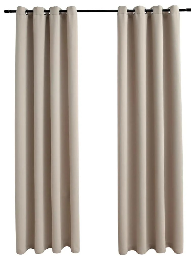 134443 vidaXL Затъмняващи завеси с метални халки, 2 бр, бежови, 140x225 см