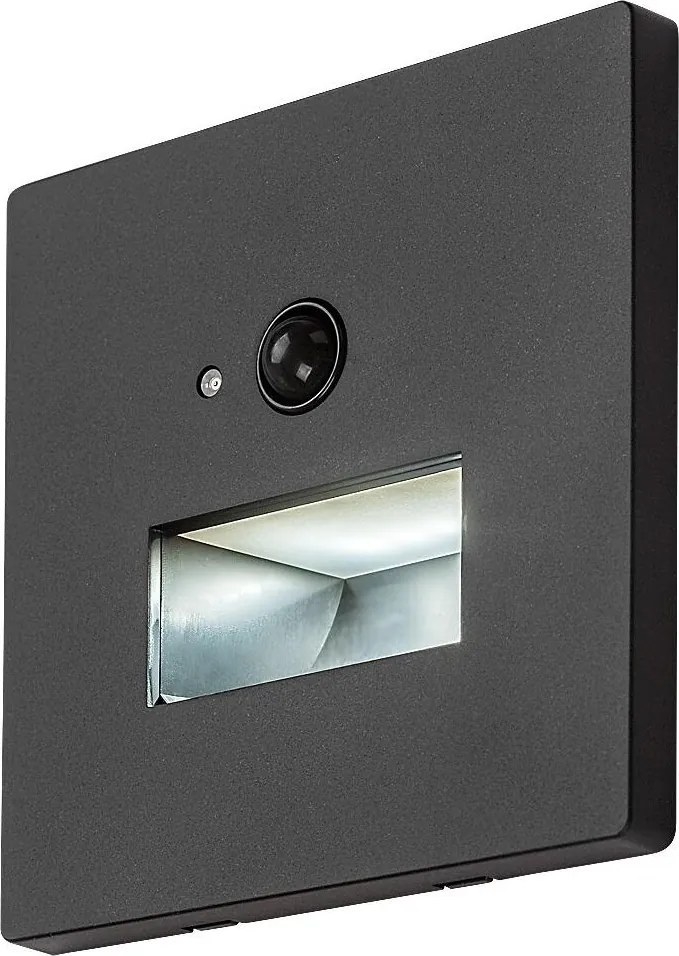 Rabalux 77197-LED Осветление за стълби с датчик за движение и сумрак LUNCA 1W/230V 3000/4500/6500K Черно