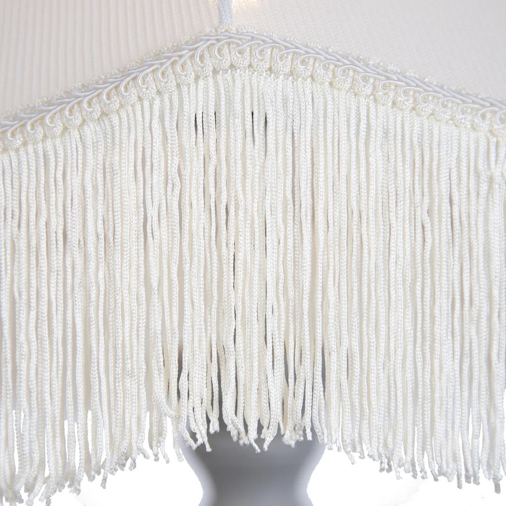 Подова лампа сива с бежов абажур и бял интериор 45 см - Classico