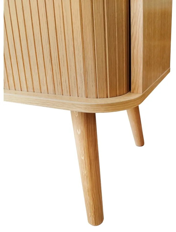 Висок скрин от декор от дъб с плъзгащи се врати естествен 83x95 cm Rove – Woodman