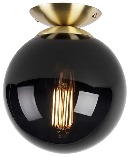 Таванна лампа в стил Арт Деко месинг с черно стъкло - Pallon