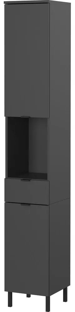 Антрацитен висок тесен шкаф за баня 30x190 cm Arcena – Germania