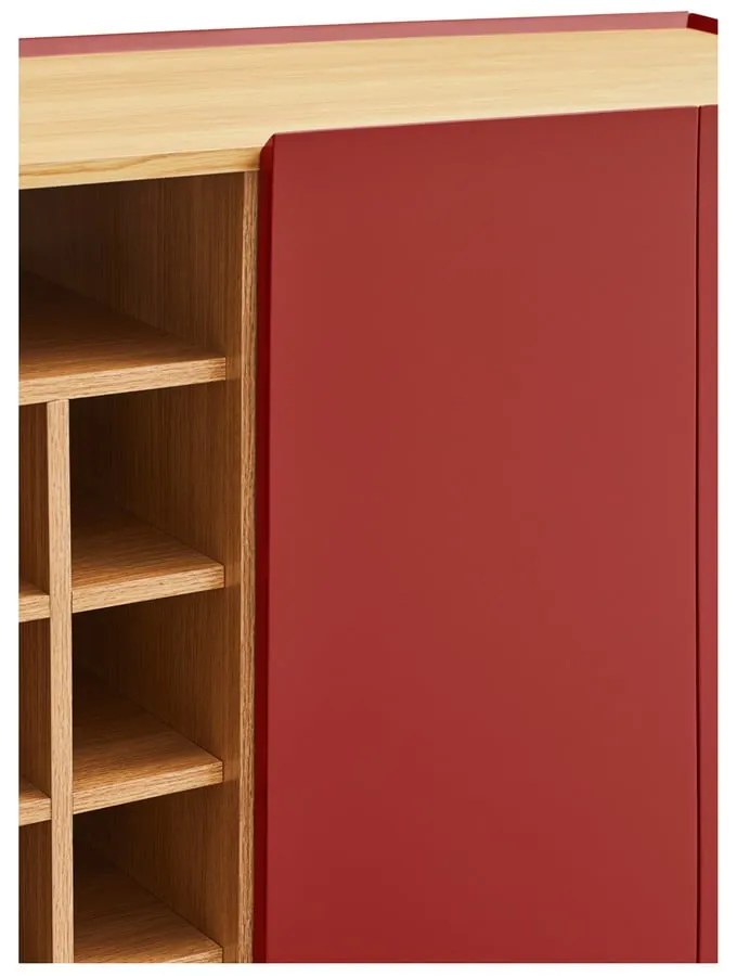 Червен висок скрин от декор от дъб 95x120 cm Arista – Teulat