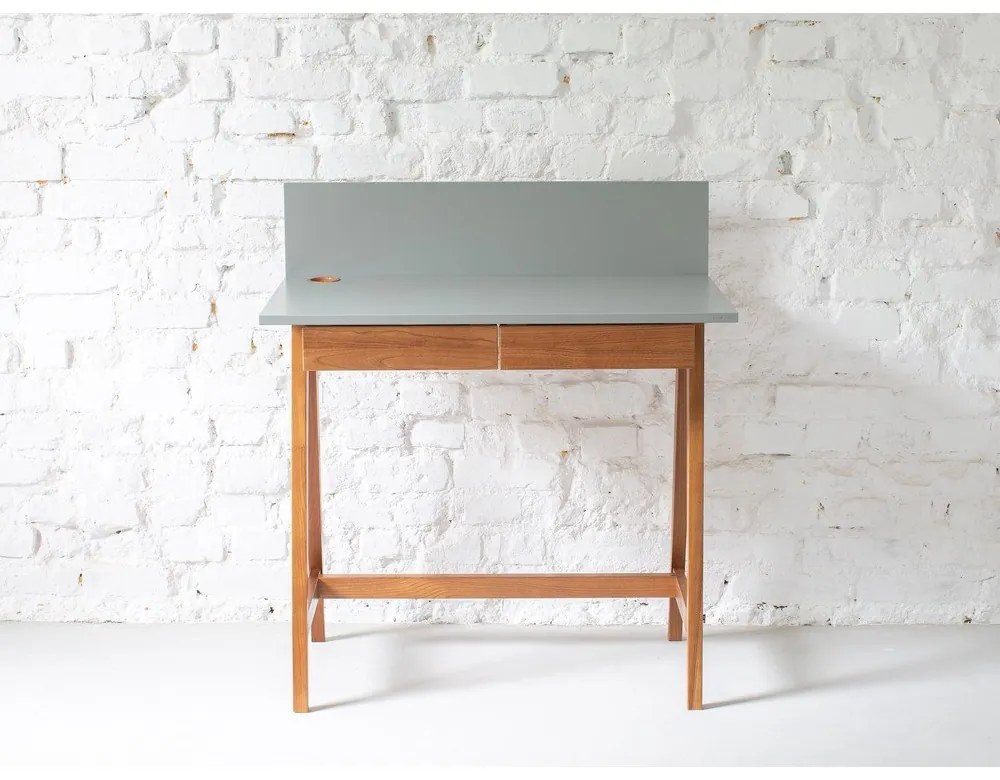 Сиво бюро с основа от ясенова дървесина, дължина 110 cm Luka Oak - Ragaba