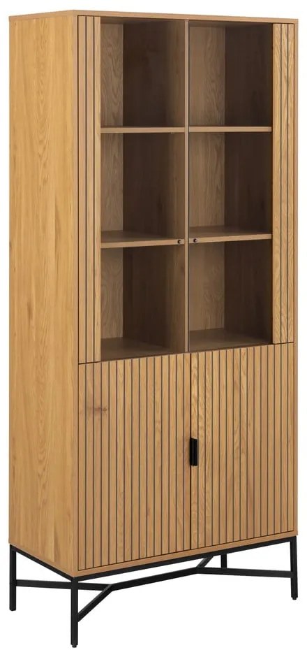 Витрина от дъбов декор в естествен цвят 80x180x40 cm Jaipur – Actona