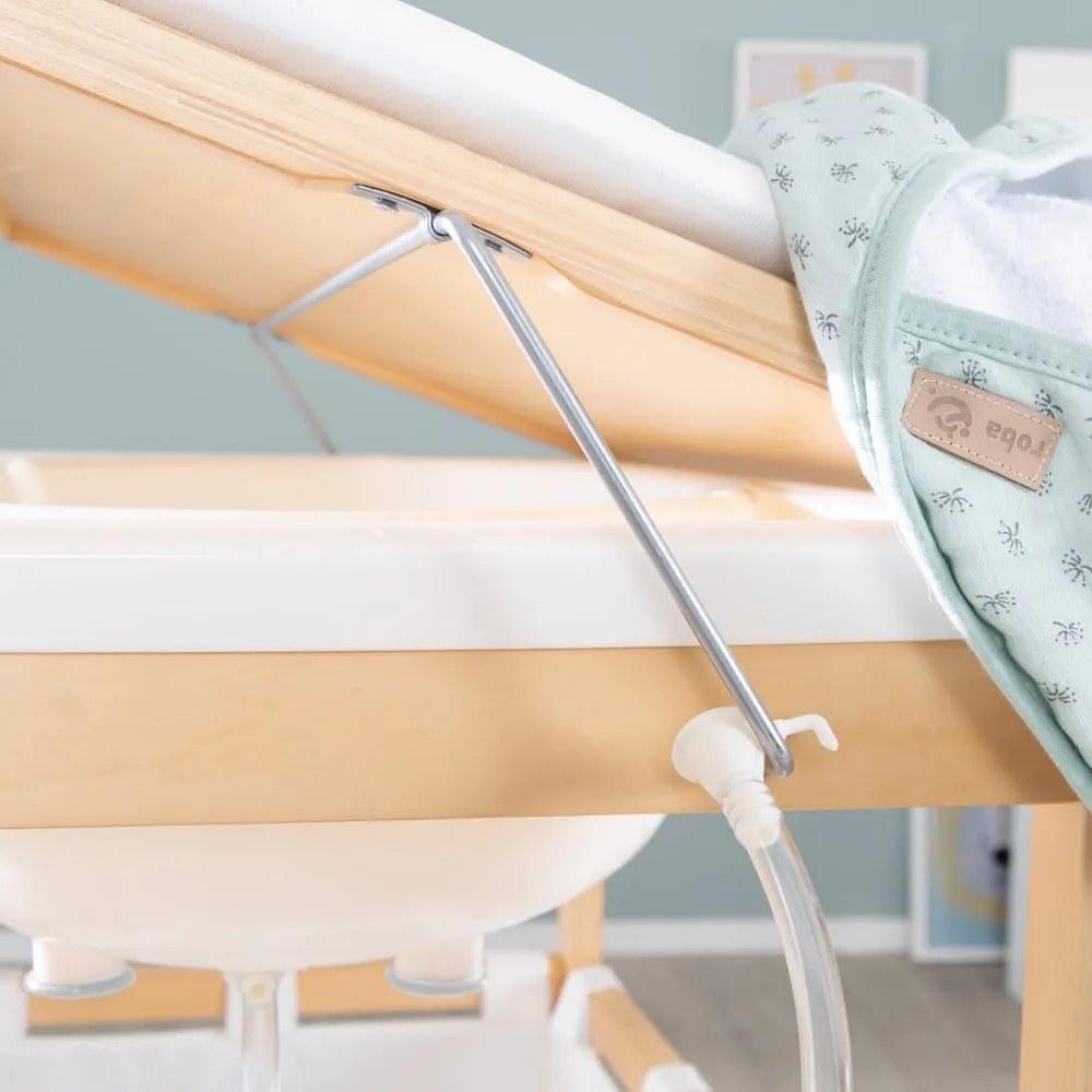 Маса за повиване от декор от бреза в бял и естествен цвят Baby Pool – Roba