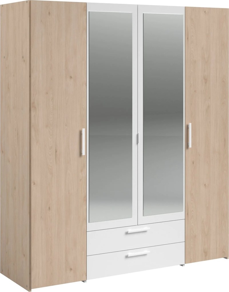Гардероб Dorm 4-door с огледало-Сонома - бял