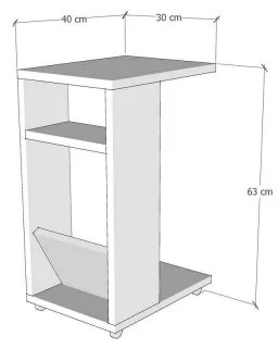 Помощна маса Kalune Design 854KLN2818, 30x63см, Меламиново покритие, Колелца, Кафяв