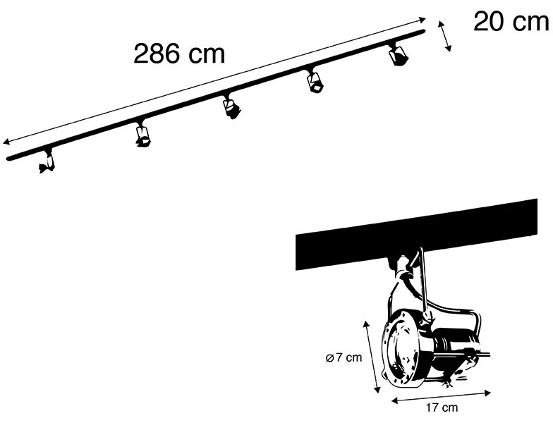 Интелигентна 1-фазна релса черна със стомана, вкл. 5 WiFi GU10 - Iconic Suplux