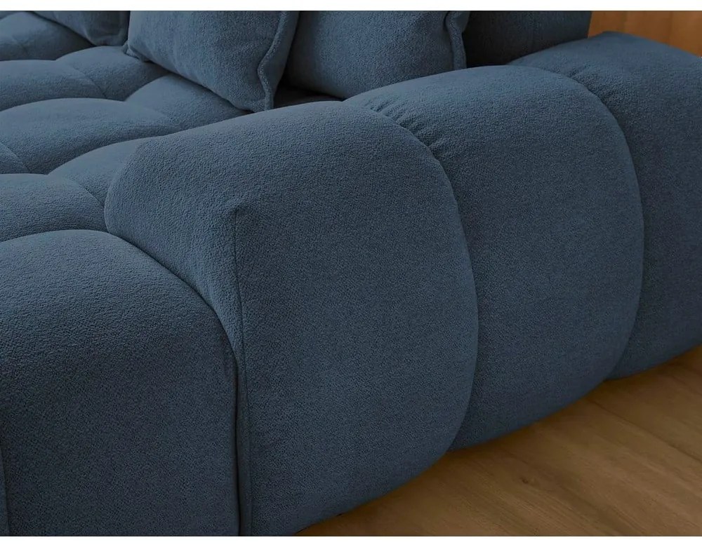 Тъмносин шенилов сгъваем/с място за съхранение ъглов диван (ляв ъгъл/U форма) Everest – Bobochic Paris