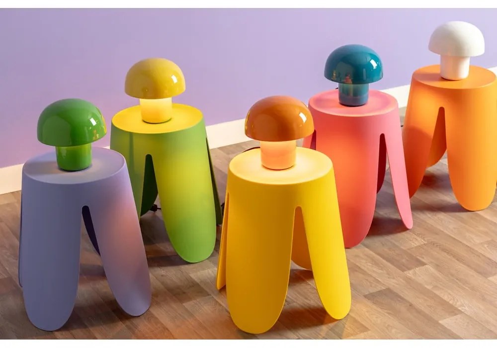 Бяла настолна лампа с метален абажур (височина 20 cm) Fat Mushroom – Leitmotiv