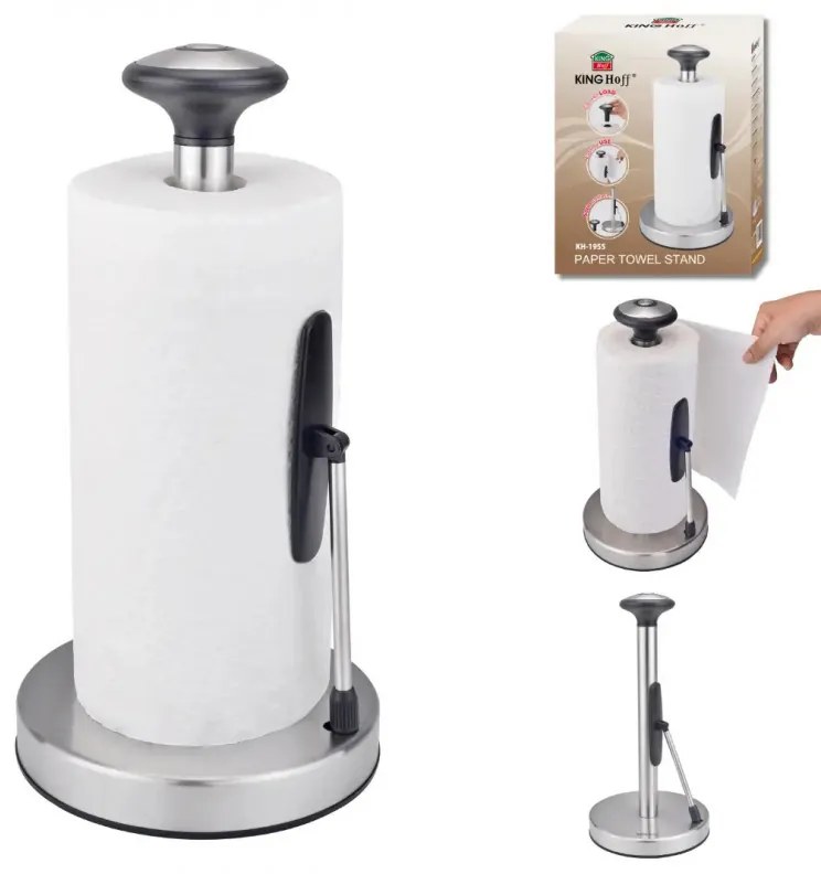 Поставка за кухненска хартия Kinghoff KH 1955, 36.5 см, Неръждаема стомана, Сребрист