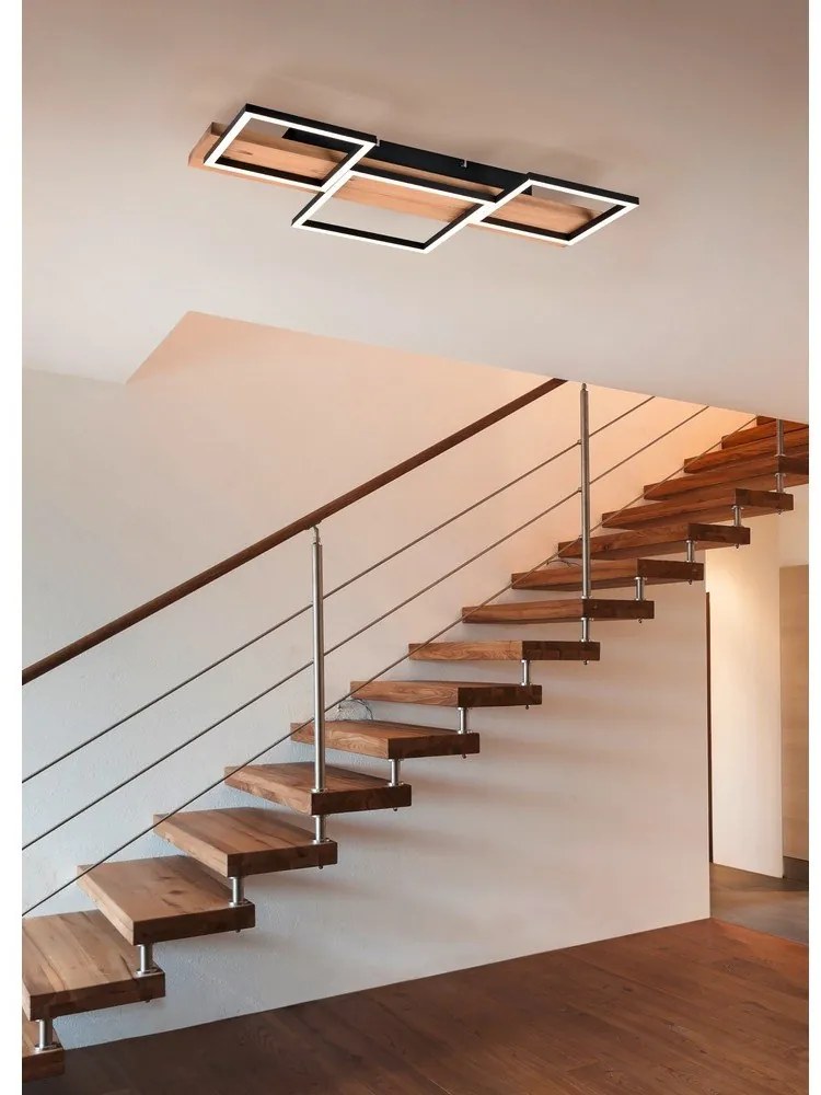 Черно и естествено LED затъмняващо се осветително тяло за таван 34x65 cm Harper – Trio