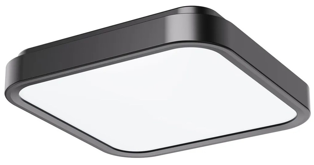 RABALUX Samira, indoor square ceiling lamp, black plastic lamp with white plastic shade, 48W, with shade: 3100lm, without shade: