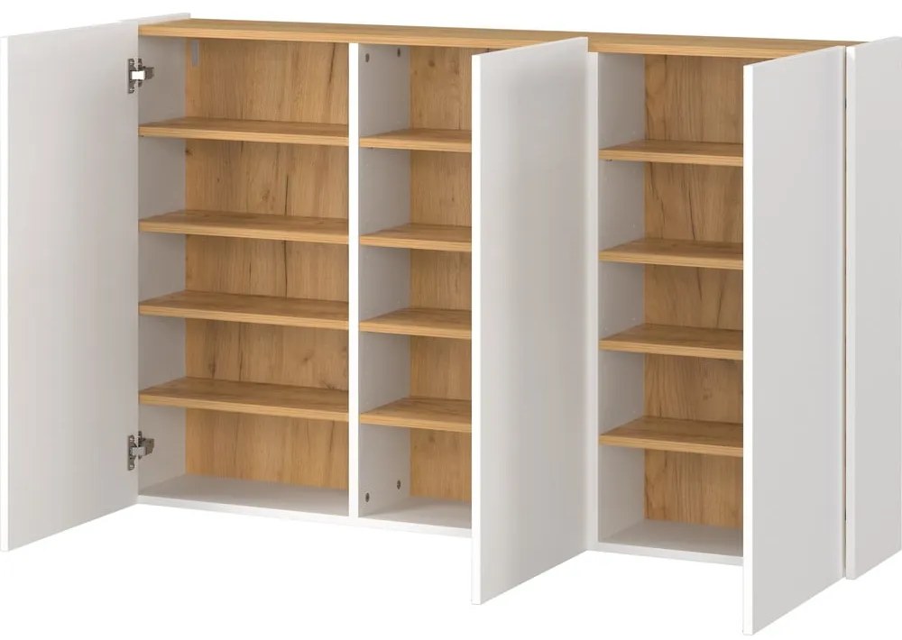 Бяло висящо шкафче от декор от дъб 138x87x25 cm Libbiano – Germania