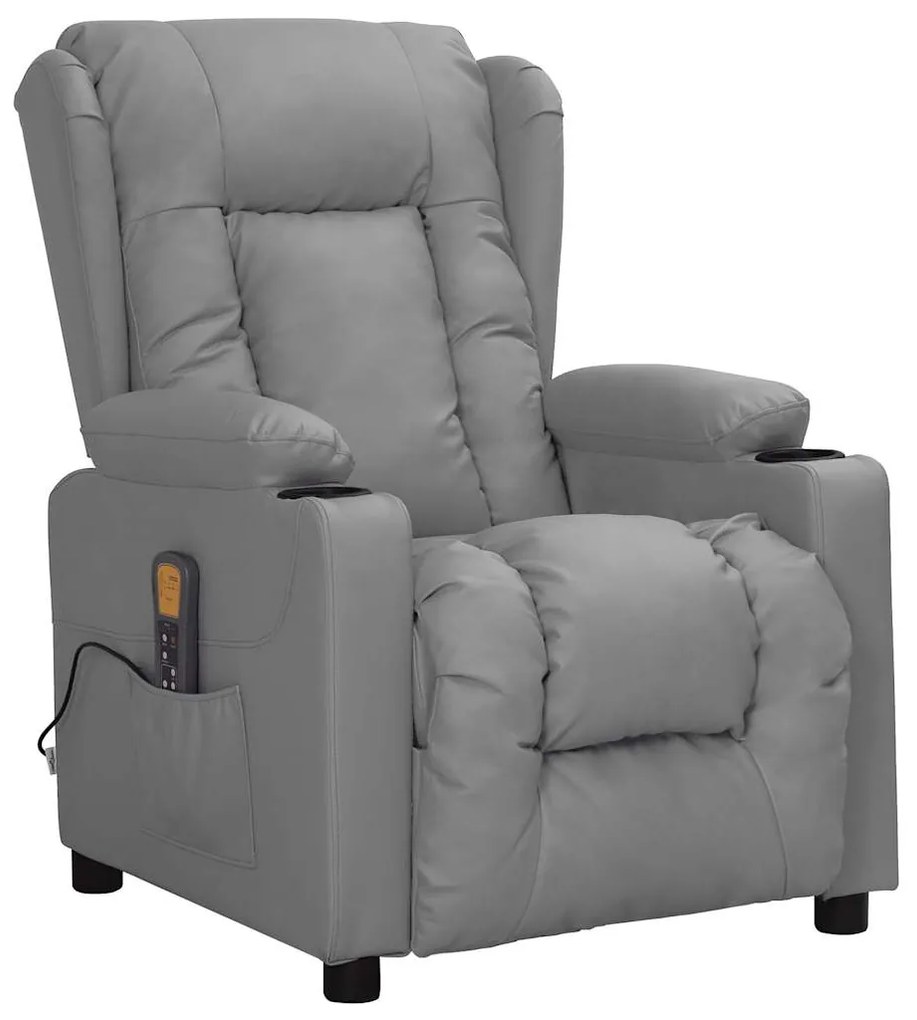 339079 vidaXL Масажен стол, сив, изкуствена кожа