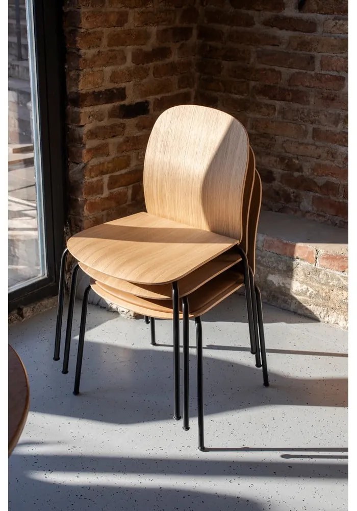 Трапезни столове в комплект за подреждане 2 бр. от декор от дъб в естествен цвят Book – Gazzda