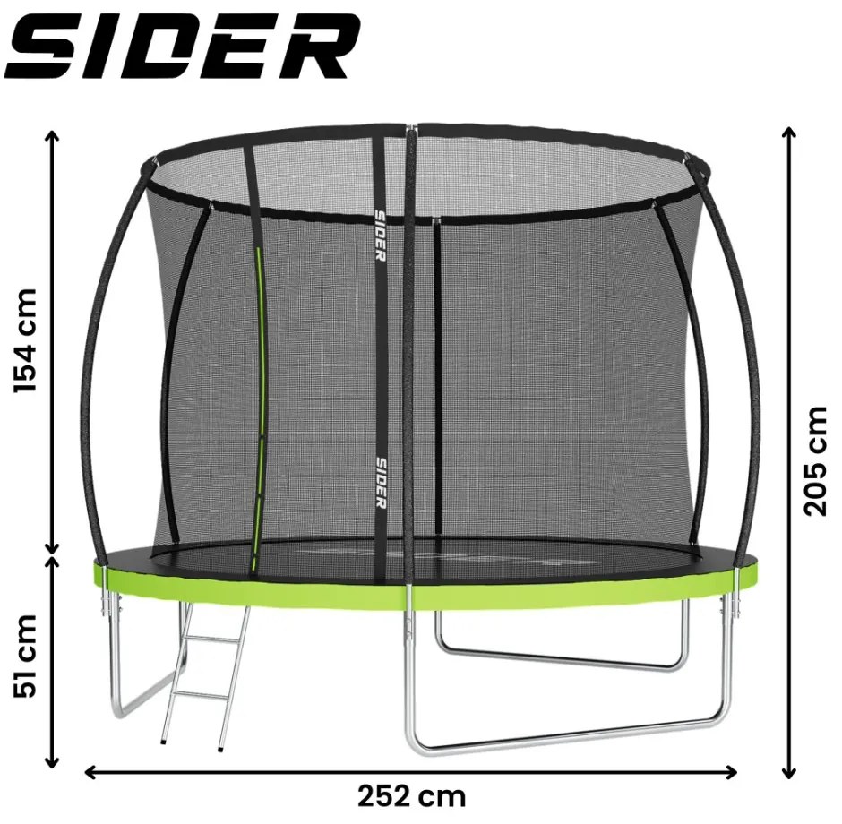 Градински батут за деца с мрежа и стълба SIDER 8FT  - диаметър 252 см