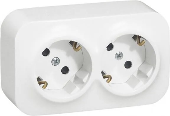 Legrand Контакт шуко ДВОЕН IP21 открит монтаж Forix Бял  - 782423