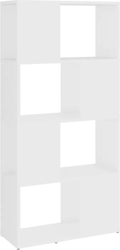 809080 vidaXL Библиотека, бяла, 60x24x124,5 см, инженерно дърво