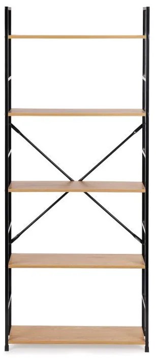 Дървен рафт с метална рамка и 5 рафта