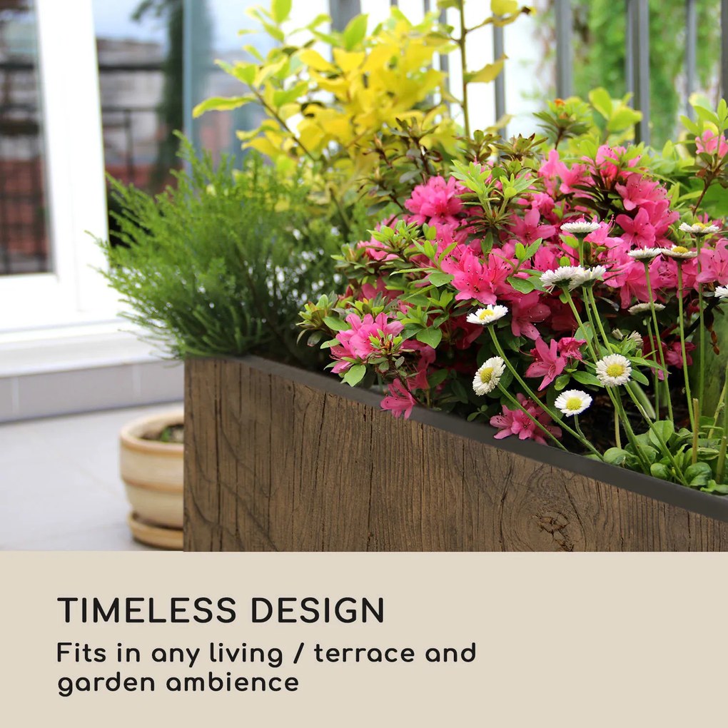 Blumfeldt Timberflor, саксия за цветя, 80 x 40 x 40 см, фибростъкло, интериор и екстериор, кафяво