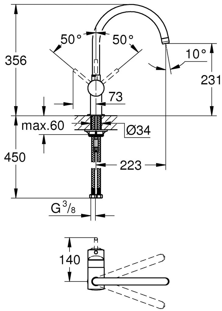 Кухненски кран Grohe Minta II High