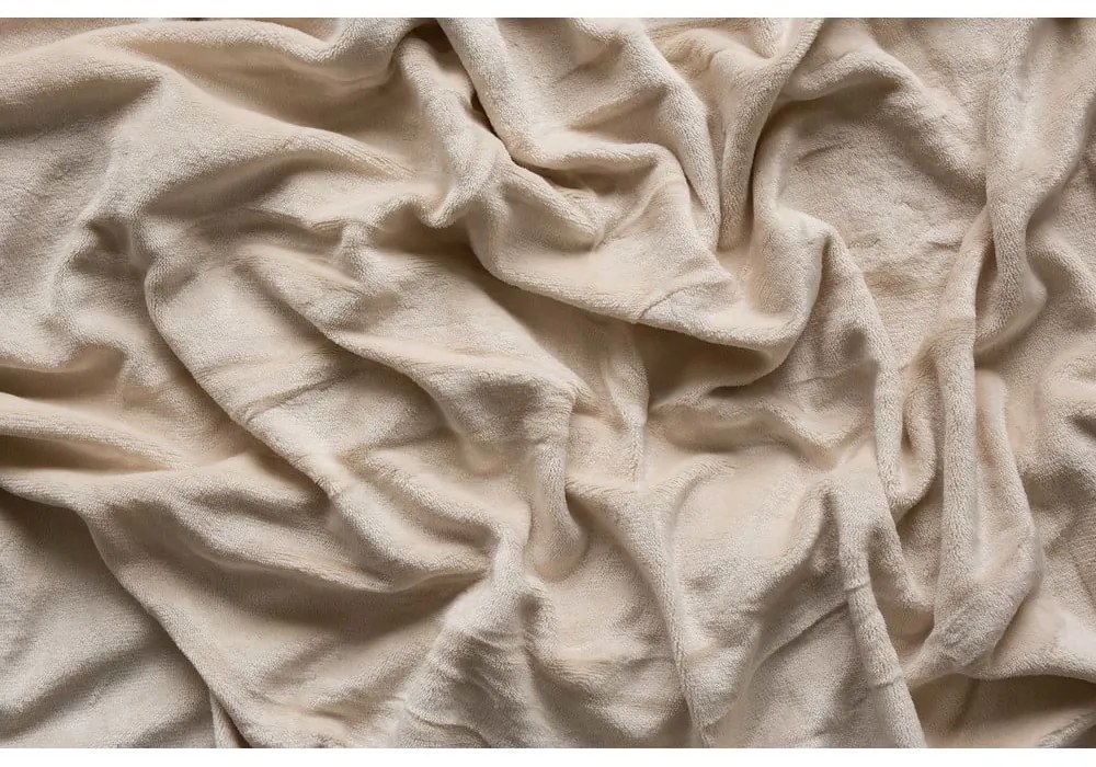 Кремав еластичен чаршаф от микрофланела 180x200 cm Basic – Jerry Fabrics