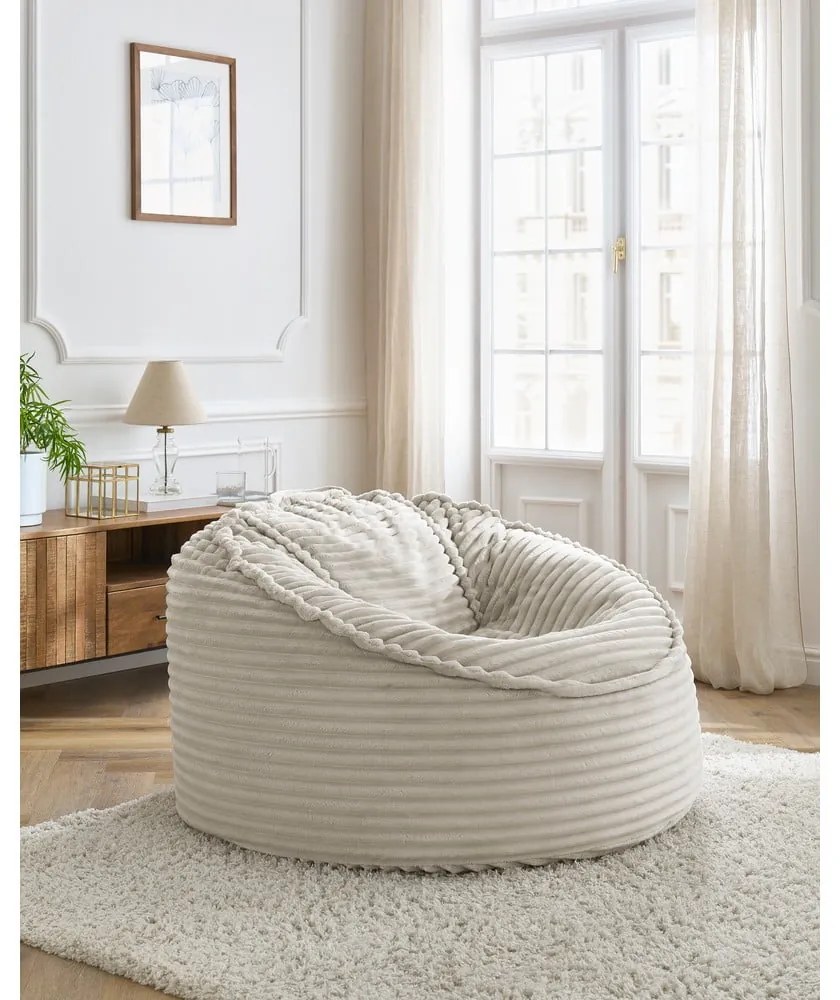 Бежов пуф от рипсено кадифе Socrate – Bobochic Paris