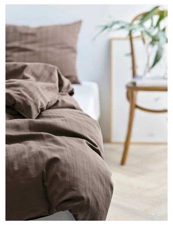 Единично спално бельо в кафяво-сив цвят от дамаск 140x200 cm Noble – Södahl