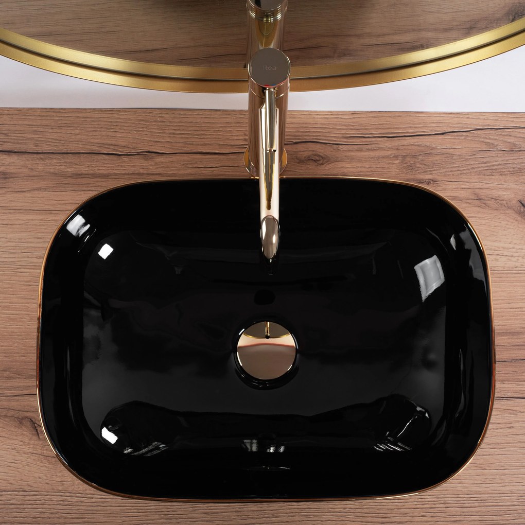 Умивалник за плот Rea Belinda BLACK BRUSH GOLD