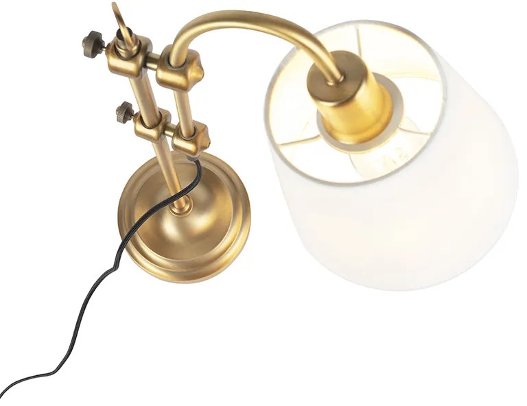 Класическа настолна лампа бронз с бял абажур - Ashley