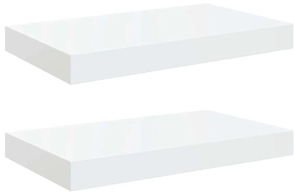 323743 vidaXL Окачени стенни рафтове, 2 бр, бял гланц, 40x23x3,8 см, МДФ