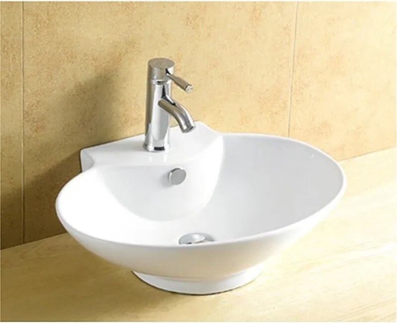 Мивка за баня ICB 805, монтаж върху плот, с отвов за смесител, порцелан, бял, 57x44x18см